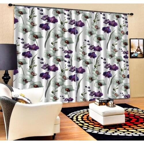3D Curtain Luxury Blackout Window Curtain Living Room purple flower curtains Blackout curtain