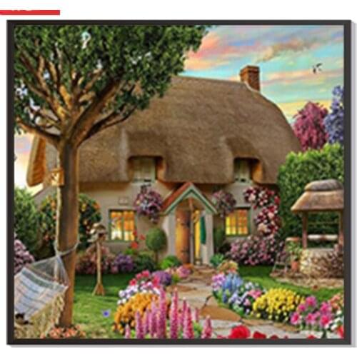 Villa Scenery DIY 5D Diamond Painting Full Round Fairy tale house Landscape Embroidery Picture Rhinestone Home Decor Gift