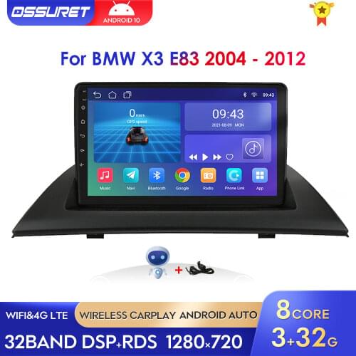 Android 10 Car Multimedia Player Radio GPS Navigation Autoradio for BMW X3 E83 2004-2012 SWC DSP BT WIFI 2 Din Stereo Bluetooth