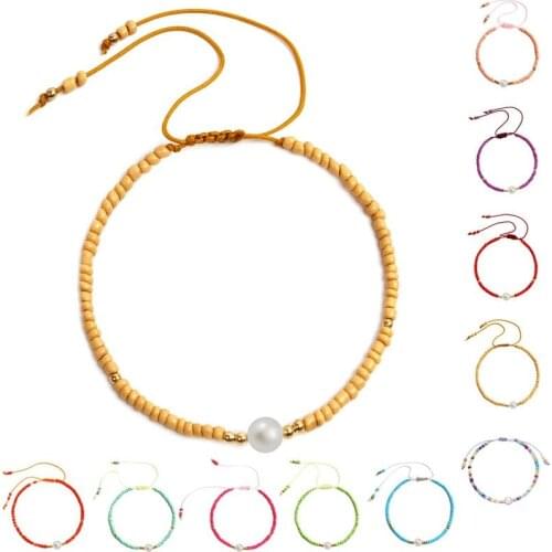 1pc Bohemian Style Charm Bracelet Fake Pearl Decor Beaded Pendant Bracelet Jewelry Bracelet Jewelry Accessories For Women Girls