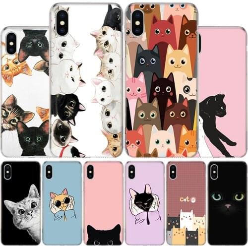 Cat Cute Kitten Cartoon Cover Phone Case For Apple iphone 11 12 Pro XR X XS Max 7 8 6 6S Plus + 7G 6G 5 SE 2020 Coque Popular