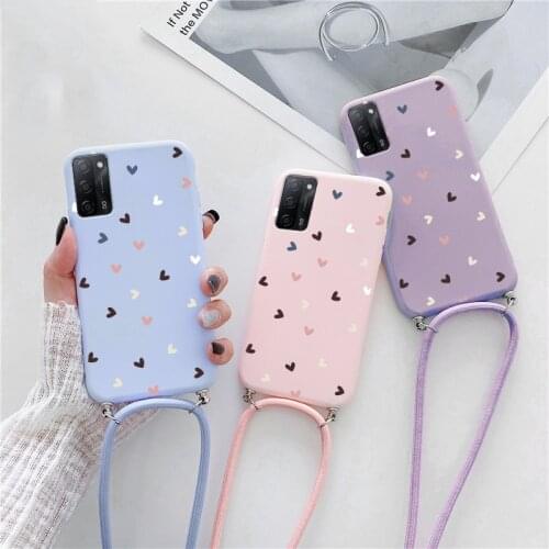 LoveHeart Lanyard Case For Samsung Galaxy A51 A52 A32 Quantum 2 A22 S21 S20 FE S10e S10 Plus Ultra Lite A72 A50 A30S A71 A70 TPU