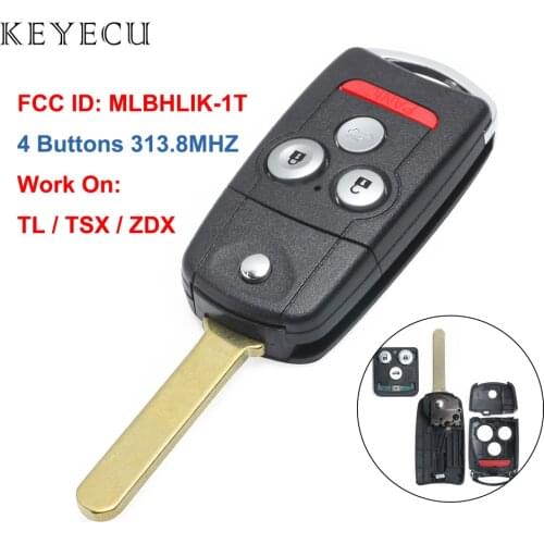 Keyecu Remote Key Fob 3+1 Buttons 313.8MHZ for Acura TL TSX ZDX 2009 2010 2011 2012 2013 2014, FCC ID: MLBHLIK-1T