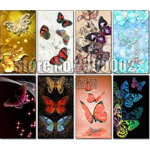 DIY Diamond Painting Butterfly & Flowers Cross Stitch Kits Full Diamond Mosaic Posters Diamond Embroidery Patterns Rhinestones