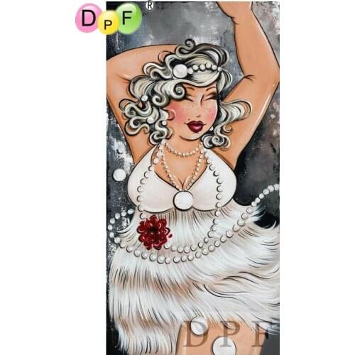 DPF diamond embroidery A woman wearing a white dress diamond painting cross stitch crafts diamond mosaic rhinestone home decor