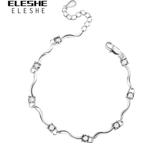 ELESHE Clearance Sale Elegant Chain Bracelet Silver Color Crystal Charm Bracelet For Women Snake Link Chain Bracelet Jewelry