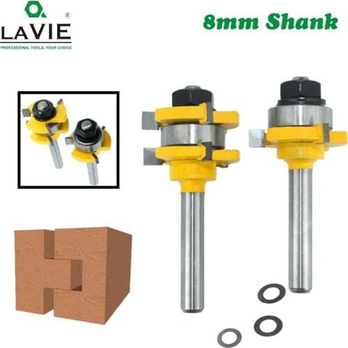 2pcs 8mm Shank Tongue & Groove T-Slot Milling Cutter Joint Assemble Router Bits for Wood Woodwork Cutting Tools MC02121