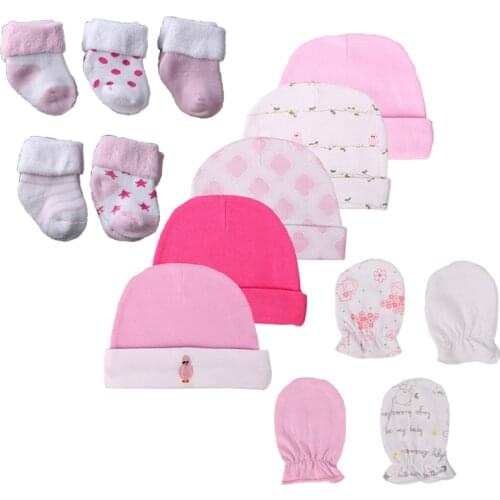 Unisex Newborn Set Hat+Gloves+Socks Cotton Baby Girl Boy Suit Casual Infant Birth Gift ropa bebe Photography Props