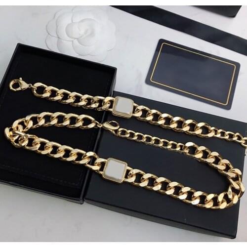 Hot selling fashion luxury brand punk style gold beautiful necklace bracelet set party Christmas gift jewelry Choker necklace
