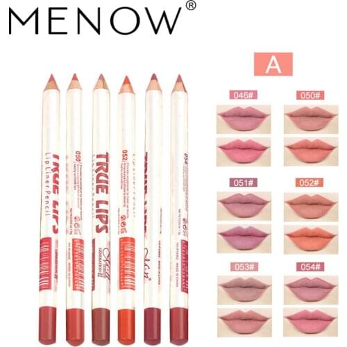 Menow Makeup P14002 Lipliner 6 Color Mixed Color Waterproof Lipstick Pen Bursting Knife Pencil Sharpener Makeup Cosmetic Gift