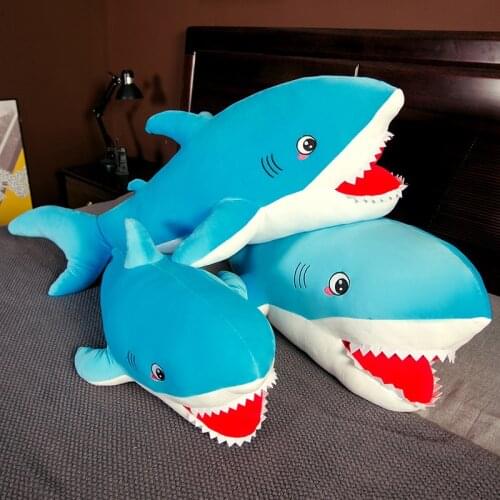 Cute 80/100cm Soft Giant Large Shark Plush Stuffed Ocean Fish Kawaii Doll Toy Speelgoed Animals Pillow For Children
