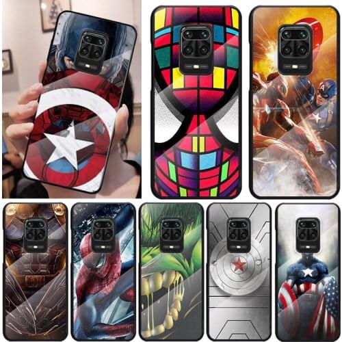 Marvel Comic Cute For Xiaomi Redmi K40 K30 K20 9T 9C 9A 9 8A 7 Pro Plus Tempered Glass Luxury Cover Phone Case