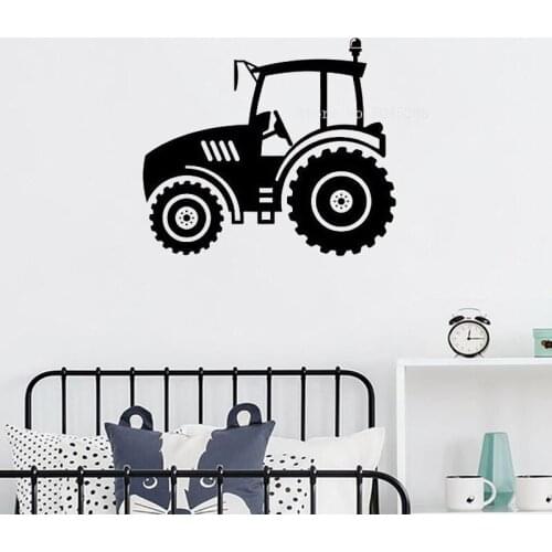 Cute Small Tractor Farmer Machine Wall Decal Vinyl Sticker For Nursery Kids Room Decor Childrens Special Gift Art Mural LL605