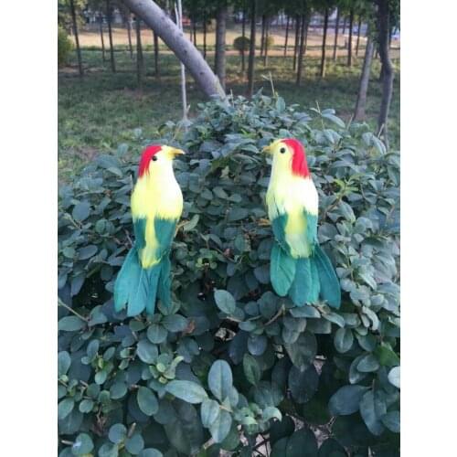 A pair mini simulation yellow&green bird toys polyethylene & furs small bird models gift about 12cm 1366