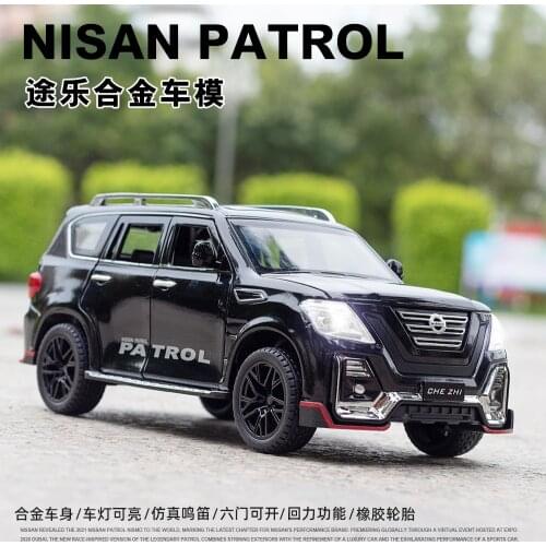 1:24 Off-road Nissan Patrol Alloy Off-road Sound and Light Pull Back Car Model Metal Ornaments Toys for Children Gifts