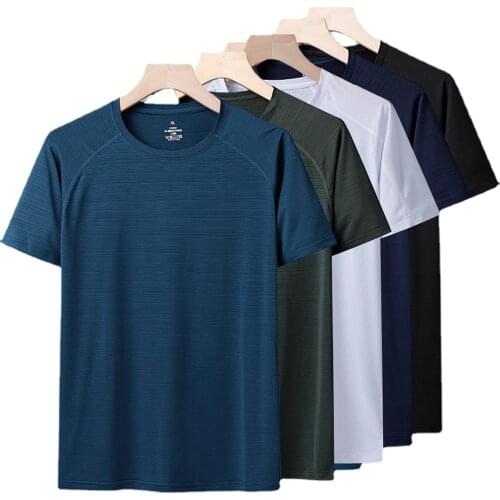 Mens Quick Dry T Shirts Summer Sports Gym Short Sleeve Sportwear Male Thin Loose Plus Size O NECK Running Tops Clothing 4XL 5XL