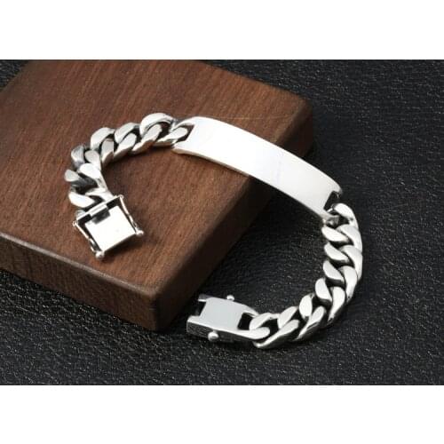 Mens Solid 925 Sterling Silver classic Bracelet bangle Chain Jewelry A4569