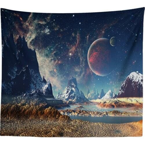 Wall Hanging Tapestry Galaxy Planet Moon Rectangle For Living Room Background European And American Home Indoor Room Decoration