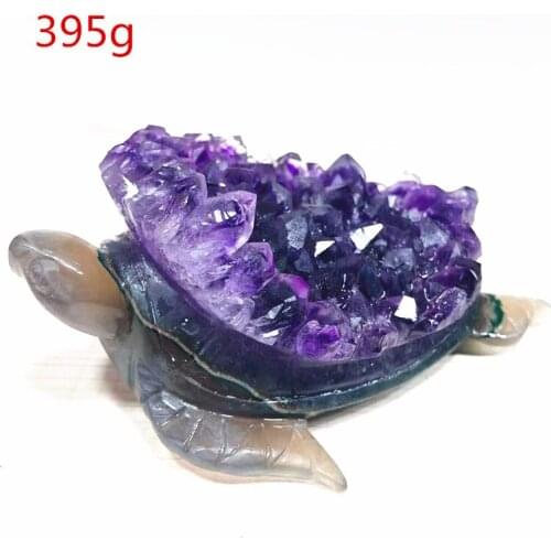 Natural Uruguay Amethyst Geode Cluster Tortoise Hand Carved Animals Healing Stone Home Decor healing gemstone and Minerals
