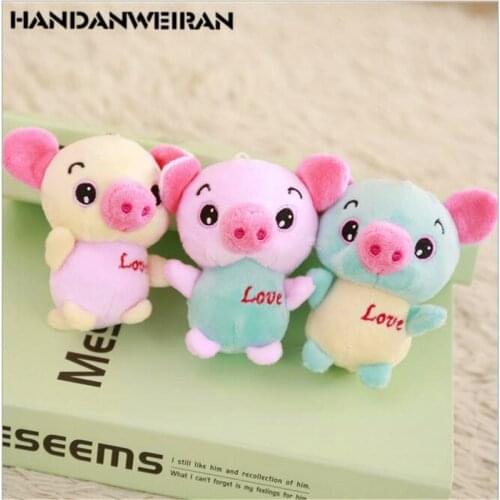 1PCS 12cm Kawaii Candy Color Love Pig Plush Toy Pendant Doll Stuffed Animal Plush Toys Zodiac Pig New Year Gift For Girl