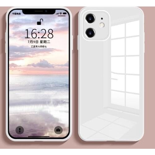 Liquid Silicone Square Tempered Glass Shockproof Case For iPhone 11 12 Pro Max Mini XR XS X 8 7 6 6S Plus SE 2020 Case Luxury