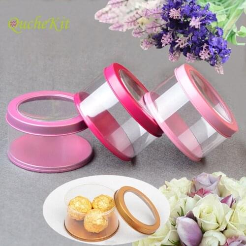 30pcs/set 7.5*4.5cm Clear PVC Storage Boxes Portable Round Container Storage Case Plastic Desktop Make Up Organizer