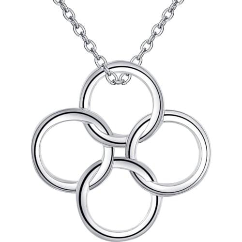 Lucky Charm Silver Color Pendants For Women Jewelry Necklace Lady Accessories Fashion Jewelry Pendant Four AN321/bbzajtga