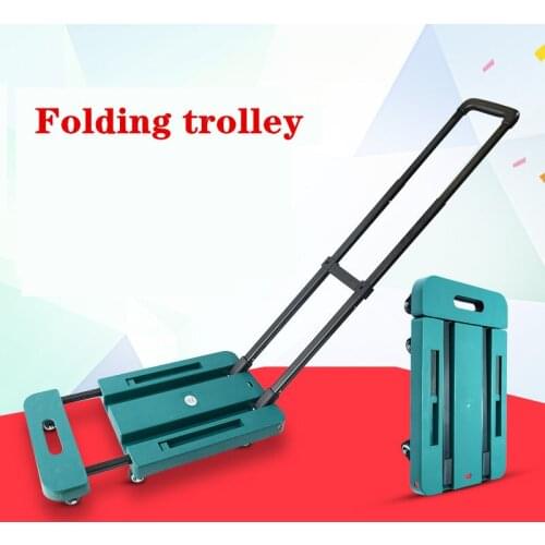 Folding trolley Folding flat car six wheel universal wheel handcart portable goods trolley household handcart