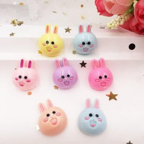 Mix Kawaii Hand-Painted Resin Colorful Rabbit head Flatback Cabochon Rhinestone 16 PCS Scrapbook DIY Decor Home Figurine Crafts