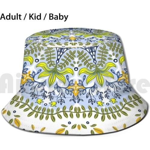 Flowering Soul Mandala Sun Hat Foldable UV Protection Mandala Flower Green Spiritualism Spiritual Yoga Purpleyellow