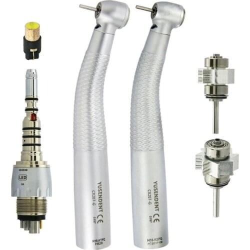 Dental LED Fibre Optic High Speed Handpiece CX207-GK Dental Air Turbine Coupling 6Holes M6 Coupler/Adaptor COXO YUSENDENT