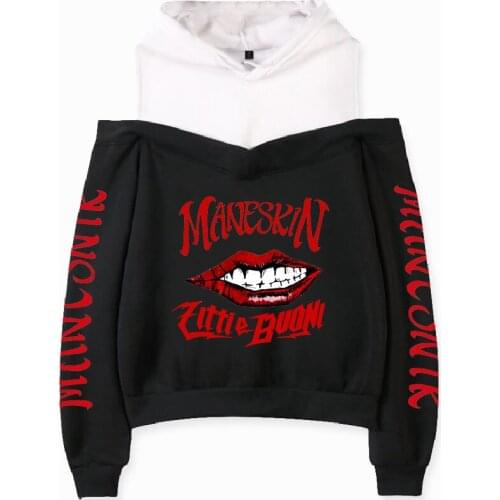 WAWNI Maneskin Off Shoulder Hoodies Game Sweatshirt Harajuku Sexy Women Casual Pullover Singer Hoodies Sweatshirts Hip Hop Tops