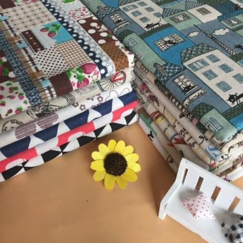 Printed Linen Cotton Fabric DIY Sewing Canvas Cloth Cotton Linen Fabric Quilting Crafts Material Textile Tablecloth Pillowcover