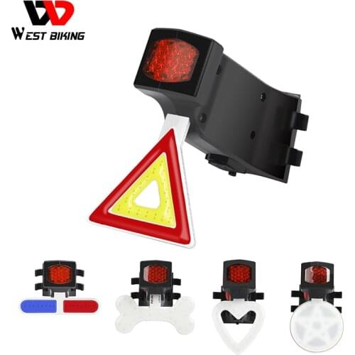WEST BIKING Triangle Cycling Lights Waterproof Bike Light Rear Tube Creative Light USB Rechargeable Lamp 6 Modes Bicycle Light