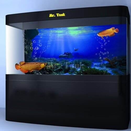 Custom Size Aquarium Background Poster With Self-Adhesive Seabed Wreck High Glossy PVC Fish Tank Decorative Backdrop Sticker