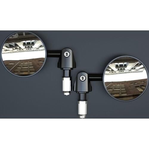 Artudatech Aluminum Black 22mm Handlebar End Mirrors 16-18mm ID Convex Mirror Universal Motorcycle Accessories Parts