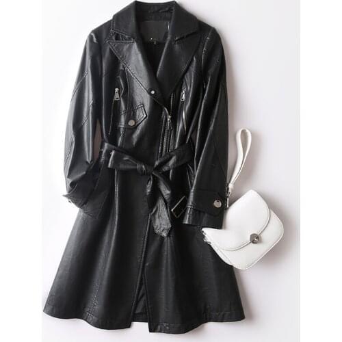 Real Quality High Leather Jacket Women Genuine Sheepskin Jacket Woman Long Coats Korean Style Mujer Chaqueta TN1928