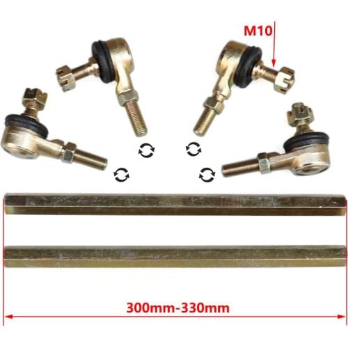1Pair Set 300MM-330MM M10 Steering Shaft Tie Rod With Tie Rod Ball Joint For 4 Wheel Go Kart Karting modification ATV 50cc-250cc