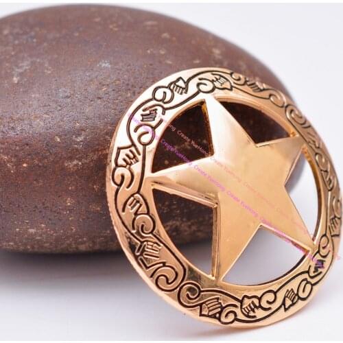 10PC 1-1/4" Gold Big Heavy Western Texas Ranger Star Leathercraft Keychain Belt Saddle Headstall Concho Screw Back