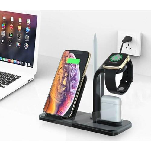 10W Wireless Charger Stand for iPhone AirPods Apple Watch, Charge Dock Station Charger for Apple Watch Series 4/3/2/1 iPhoneX XS