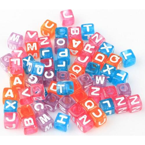 100pcs Alphabet Colors Spacer Loose Carved Cube Acrylic Beads With Letters Supplies For Jewelry Making Diy Accessories Wholesale