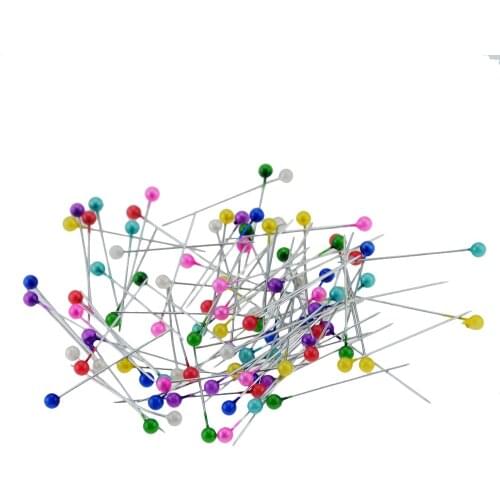 100 Pcs/Boxed Pearlescent Color Positioning Pins Dressmaking Pins Sewing Tools Round Pearl Head Florists DIY Sewing Pin