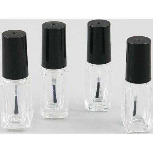 360pcs/lot Wholesale 3ml 4ml Empty Nail Polish Bottle Clear Glass Packing Bottle with Black Brush Cap Nail Gel Container