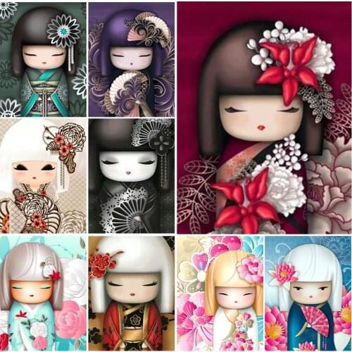 5D DIY Diamond Painting Japanese Doll Cross Stitch Diamond embroidery Full Drill mosaic Rhinestone Picture Home decor Gift