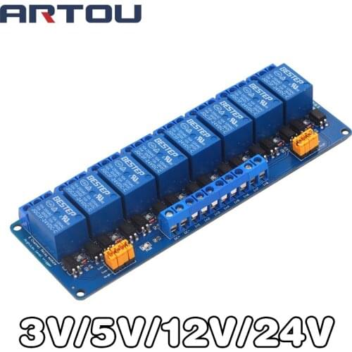3V 5V 12V 24V 8 Channel Relay Module High and Low Level Trigger with Optocoupler Relay Output 8 way Relay Module for Arduino