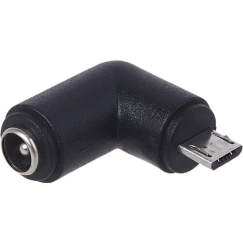 5.5x2.1mm 90 Degree Right Angle Female to Micro USB Male Charge Adapter for Cellphone Tablet Black Elbow Adapters 95AF