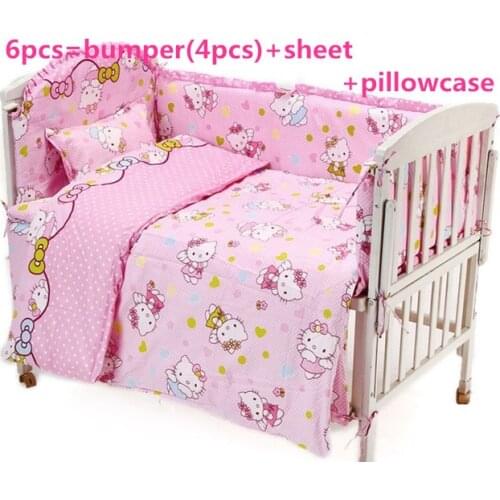 Promotion! 6PCS Cartoon Bedding Sets Newborn ropa de cuna Duvet Cover, 100% cotton Baby Bedding kit crib Set,120*60/120*70cm