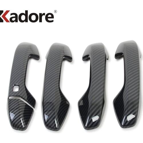 Styling Car Accessories Carbon Fiber Side Door Handle Cover Trim Car Sticker Decoration For KIA SELTOS 2019 2020