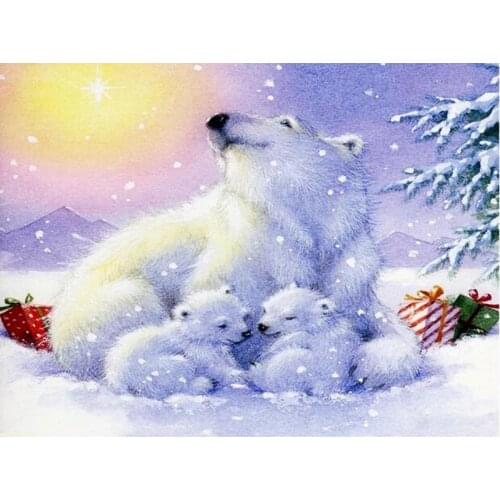DIY 5D Diamond Painting Polar Bear Full Round Mosaic Rhinestone Diamond Embroidery Animal Cross Stitch Kits Decor Home Wall Art