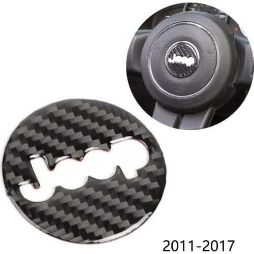 NHAUTP Carbon Fiber Car Trim Sticker For Jeep Wrangler JK 2011-2017 Steering Wheel Center Decoration